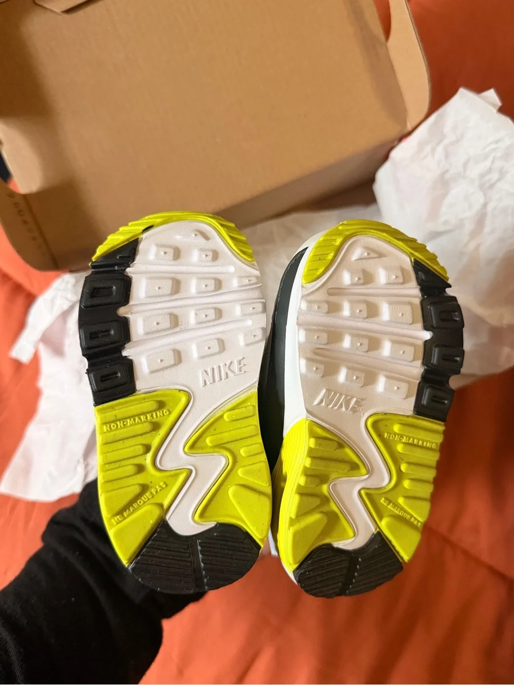 Nike Kids Sneakers in Neon Yellow, Black & Cream